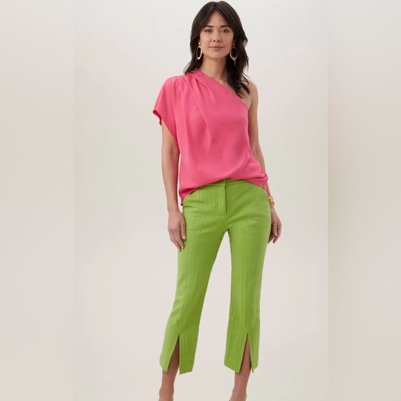 Trina Turk One-Shoulder Hot Pink Primrose Top - Picture 4 of 7